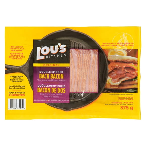 Bacon de dos Lou's BBQ original fumé deux fois 375g