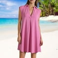 thumbnail image 2 of JFHHQ Robe Ample Femme Col en V Sans Manches Maillot de Bain Robe de Plage Décontractée Été Bikini Vêtement Extérieur m Rose Vif, 2 of 7