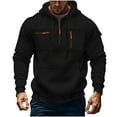 thumbnail image 2 of HAOTAGS Mens Plus Size Sport Hoodie, Half Zip Hooded Sweatshirts with Zipper Pocket Long Sleeve Pullover Top for Fall Winter Black 4XL, 2 of 6
