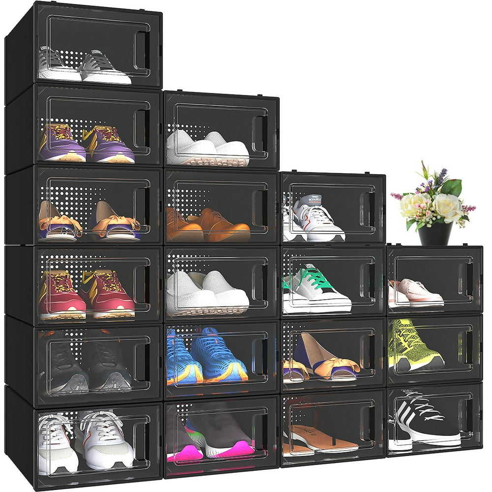 DWVO Shoe Box Closet Storage Organizer Stacking Sneaker Case Container