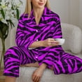 thumbnail image 6 of Pajama Sets for Women 2 Pcs, Black purple zebra print Button Down Long Sleeve Sleepwear Lounge PJ Sets, 6 of 6