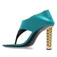 thumbnail image 4 of FSJ Women Chic V Cut Slip On Open Toe T-Strap Flip Flops Gold Chain High Heels Thong Sandals Casual Dressy Party Shoes Size 12 Teal, 4 of 4
