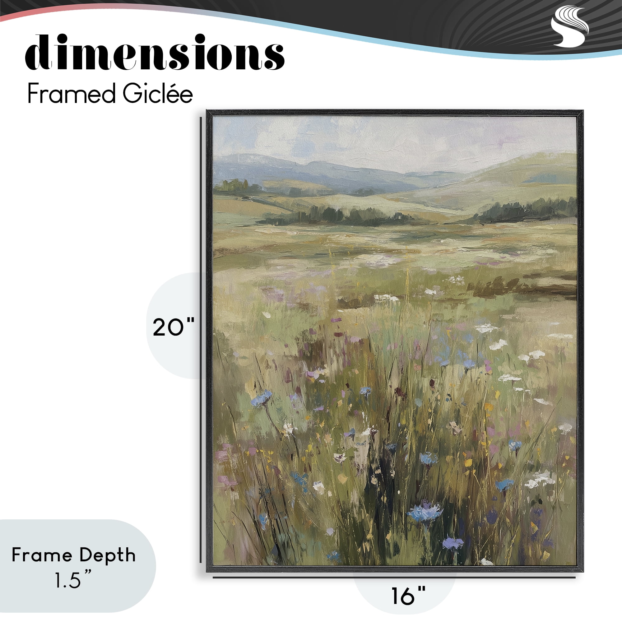 Stupell Industries Breezy Pastures Impression Black Framed Giclee Art, design by Svetlana Aleynikova