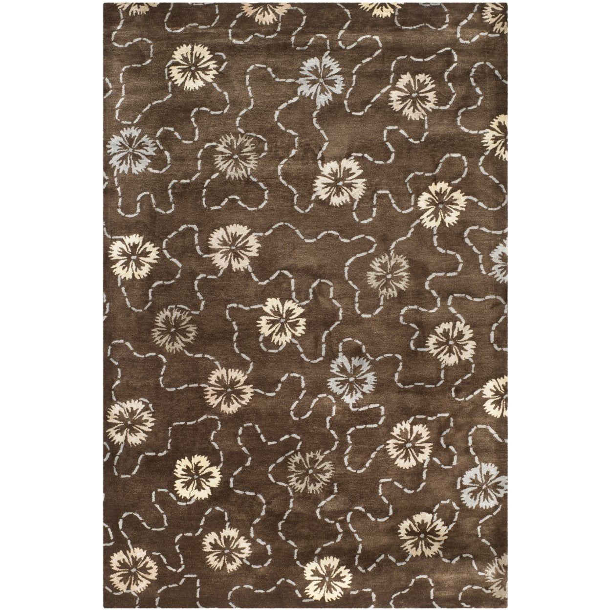 SAFAVIEH Martha Stewart Garland Blush Floral Area Rug, Mocha, 3'9" x 5'9"