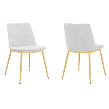 Armen Living Neo 18" Modern Velvet Dining Room Chairs in Gray/Gold (Set of 2)
