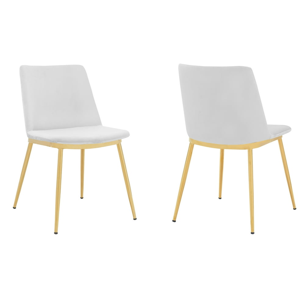 Messina Modern Velvet and Gold Metal Leg Dining Room Chairs Set of 2
