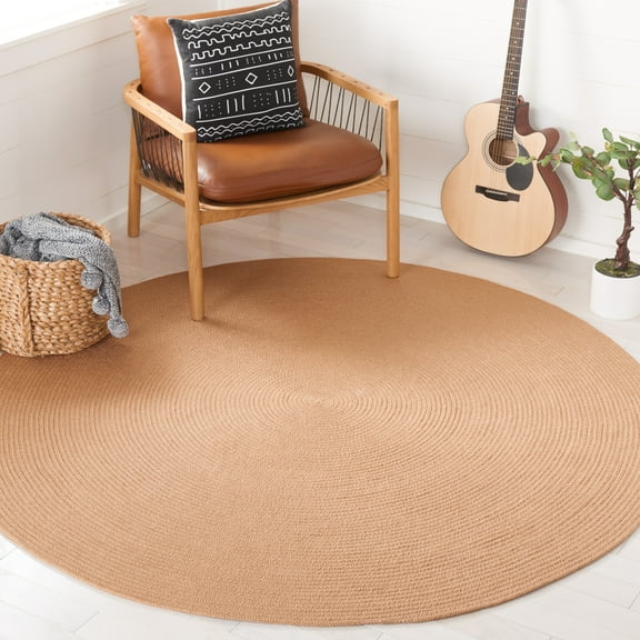 SAFAVIEH Braided Kader Solid Reversible Area Rug, Tan, 6' x 6' Round
