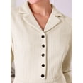 thumbnail image 4 of DARING DIVA 3/4 Sleeve Collared Vintage Tweed Midi Dress S Beige White, 4 of 6