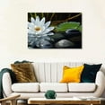 thumbnail image 5 of Shadudu Canvas Wall Art - White Lotus and Stones Picture - Modern Wall Decor Gallery Canvas Wraps Giclee Print Stretched and Framed Ready to Hang - 36x24in, 5 of 7
