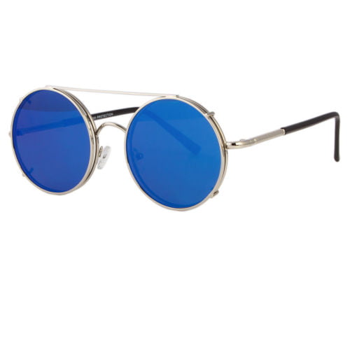 Cool Flip Up Lens Steampunk Vintage Retro Style Round Sunglasses Tortoise Gold 