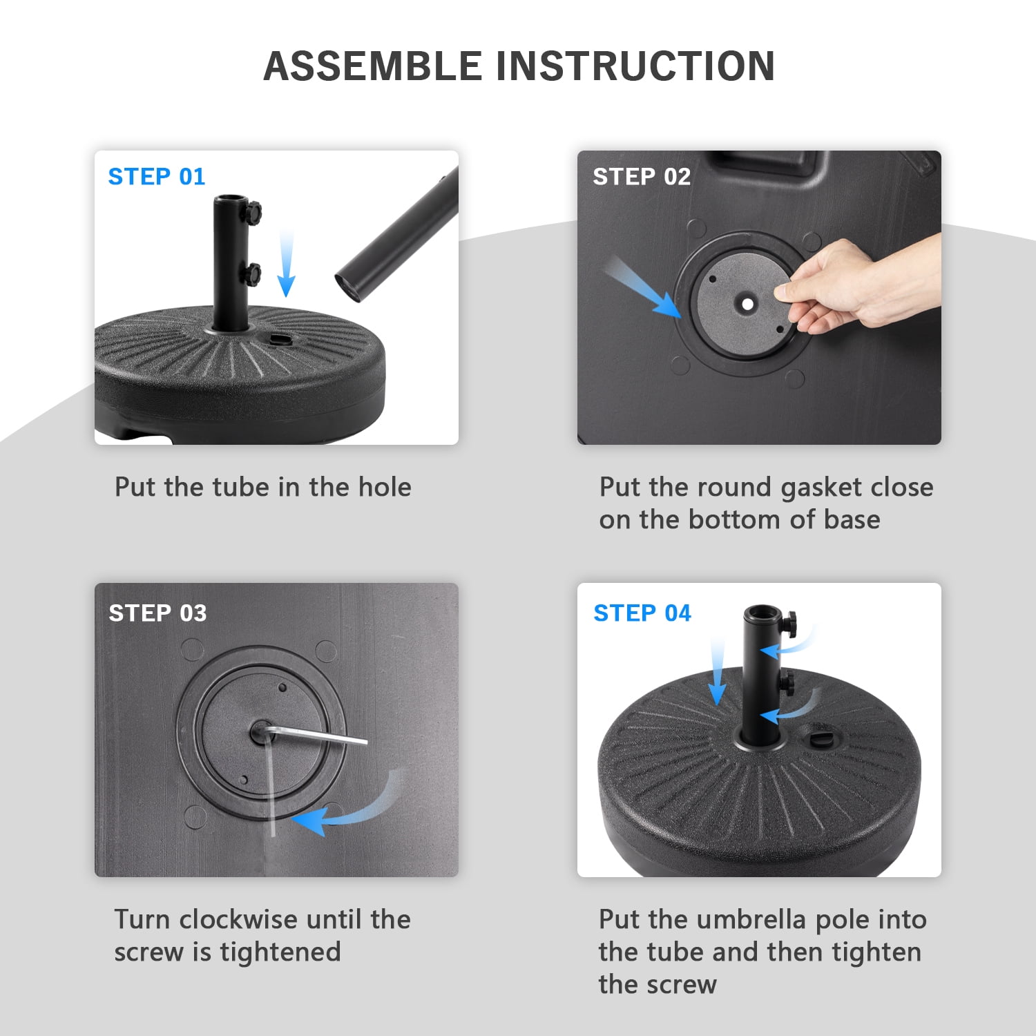 Autlaycil Water Filled Patio Umbrella Base Heavy Duty Market Umbrella Stand, Black