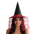thumbnail image 2 of Women Adult Witch Hat with Spider Web Tulle & Rhinestone Decor, Pointed Witch Costume Hat, Elegant Halloween Dress Up Accessory for Cosplay, Trick or Treat and Photo Shoots, 2 of 6