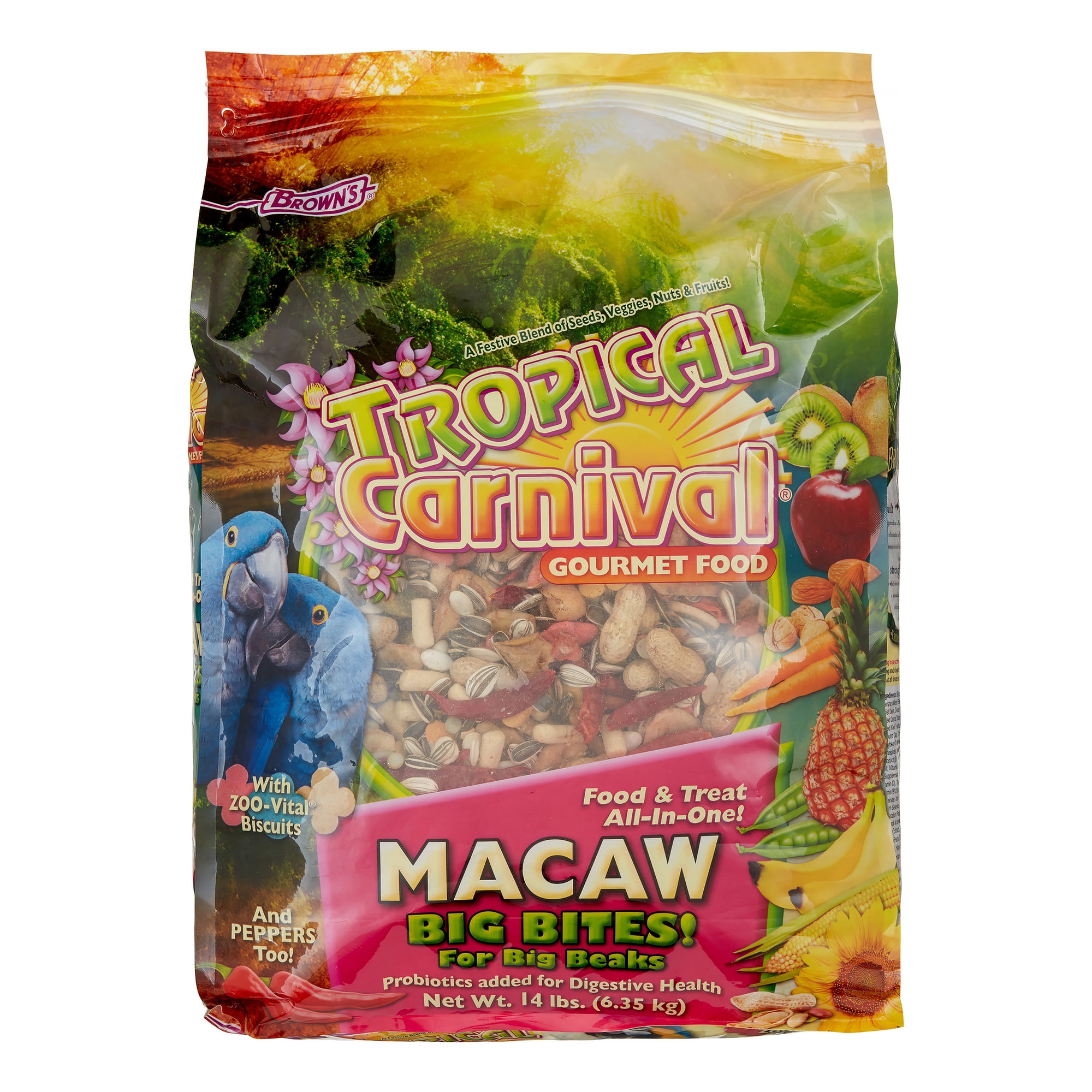 Brown's Tropical Carnival Big Bites Macaw Bird Food, 14 Lb