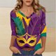 thumbnail image 2 of TaTaai Women's Fashion Christmas Printed Loose Casual V Neck With Three Quarter Sleeves And 3/4 Sleeves T-shirt Pullover Top Gift, 2 of 5