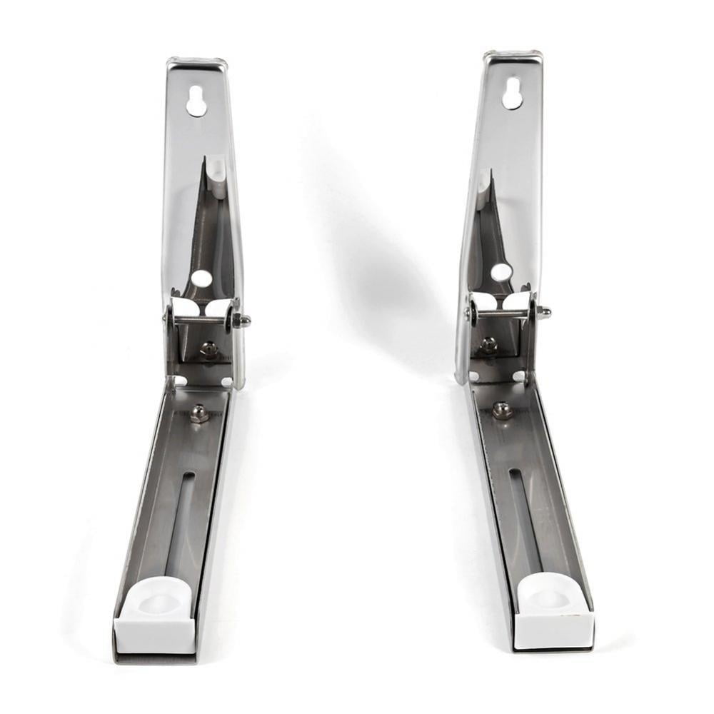 Ccdes 2pcs Microwave Oven Bracket Kitchen Stainless Steel Microwave Oven Bracket Sturdy Foldable Stretch Wall Mount Rack Shelf