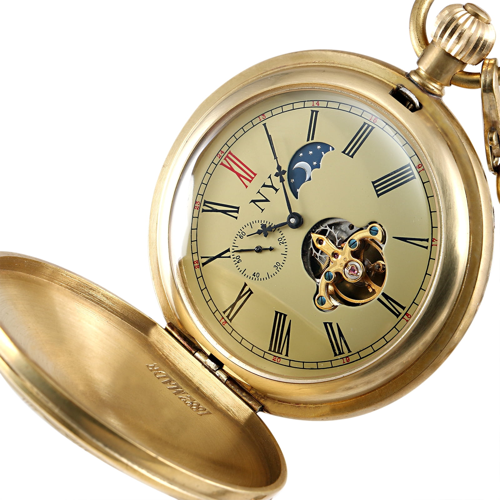ESS High Class Automatic Mechanical Classic Pocket Watch Mens Golden