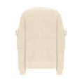 thumbnail image 5 of Htigea Womens Cold Shoulder Lace Up Sweaters Solid V-Neck Long Sleeve Pullover Side Split Knitted Sweater Jumper Beige S, 5 of 7
