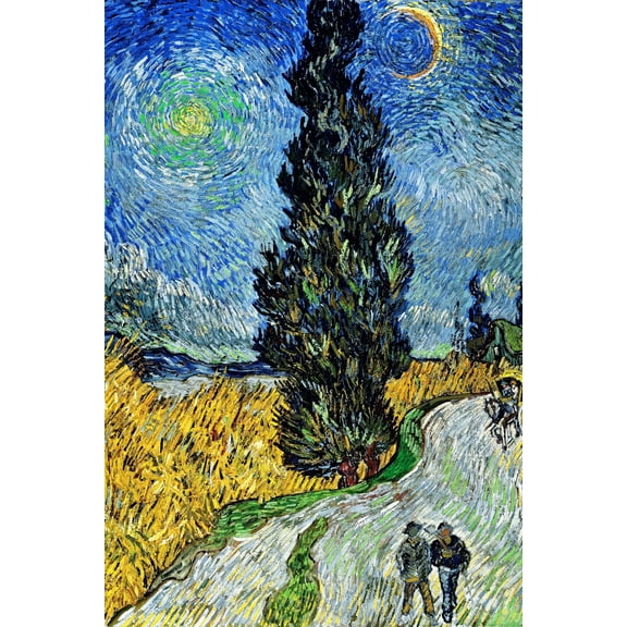 24x36 gallery poster, Road with Cypress and Star, May 1890 by Vincent van Gogh
