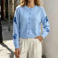 thumbnail image 4 of Iroehba Cardigan Sweaters for Women Long Sleeve Button Down Crew Neck Knit Tops Relaxed Cut Elegant Casual Outerwear for Daily Wear, 4 of 5