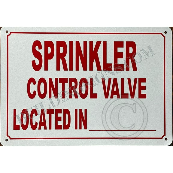 Sprinkler Control Control Valve Located_ Sign (White, Reflective, Aluminium 7X10,Rust Free) (ref-2201)