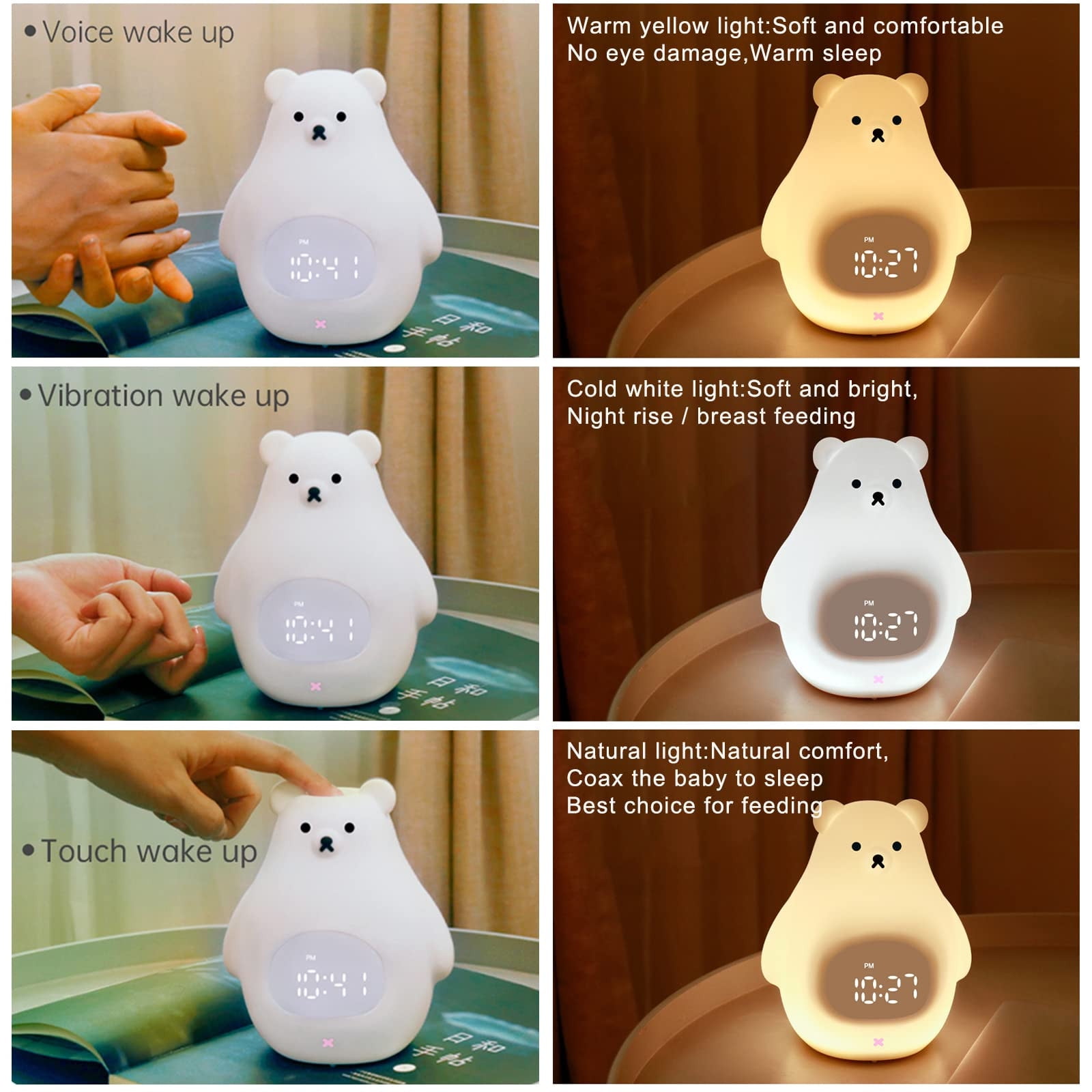 Wovilon Alarm Clock Alarm Clocks For Bedrooms Light Alarm Clock Wake Up Light Lamp Living Room Night Lamp Led Bedside Lamp Children Wake-Up Light Baby Night Light