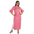thumbnail image 2 of Moomaya Solid Rayon Kurta For Women bell Sleeve Drawstring Neck Long Ethnic Kurti, 2 of 6