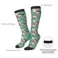 thumbnail image 4 of Xecao Tropical Flamingo print thigh-high socks, crafted for both men and women with a stretchy, high-opaque design perfect for daily wear, 4 of 6