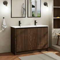 48" Wood Bathroom Vanity Set with Double Sink Top, Faucet and Drain, Without Mirror