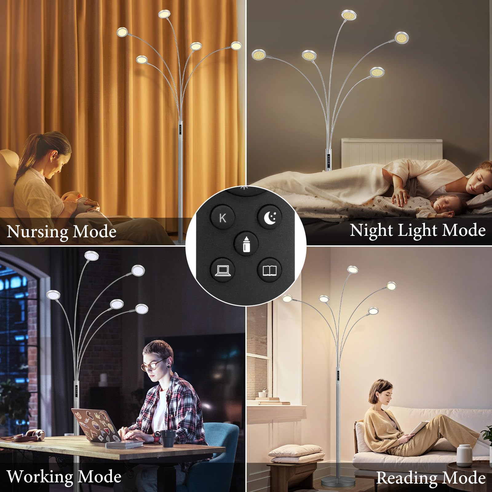 Nordic Hygge 2250LM Dimmable Floor Lamp with Timer Adjustable Colors Brightness and Remote