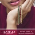 thumbnail image 6 of JeenMata 5.5 Carat May Emerald - Round Cut Birthstone Tennis Bracelet Eternity Design - White Gold Plating, Female, Adult, 6 of 9