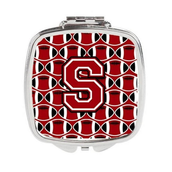 Carolines Treasures  Letter S Football Red - Black & White Compact Mirror
