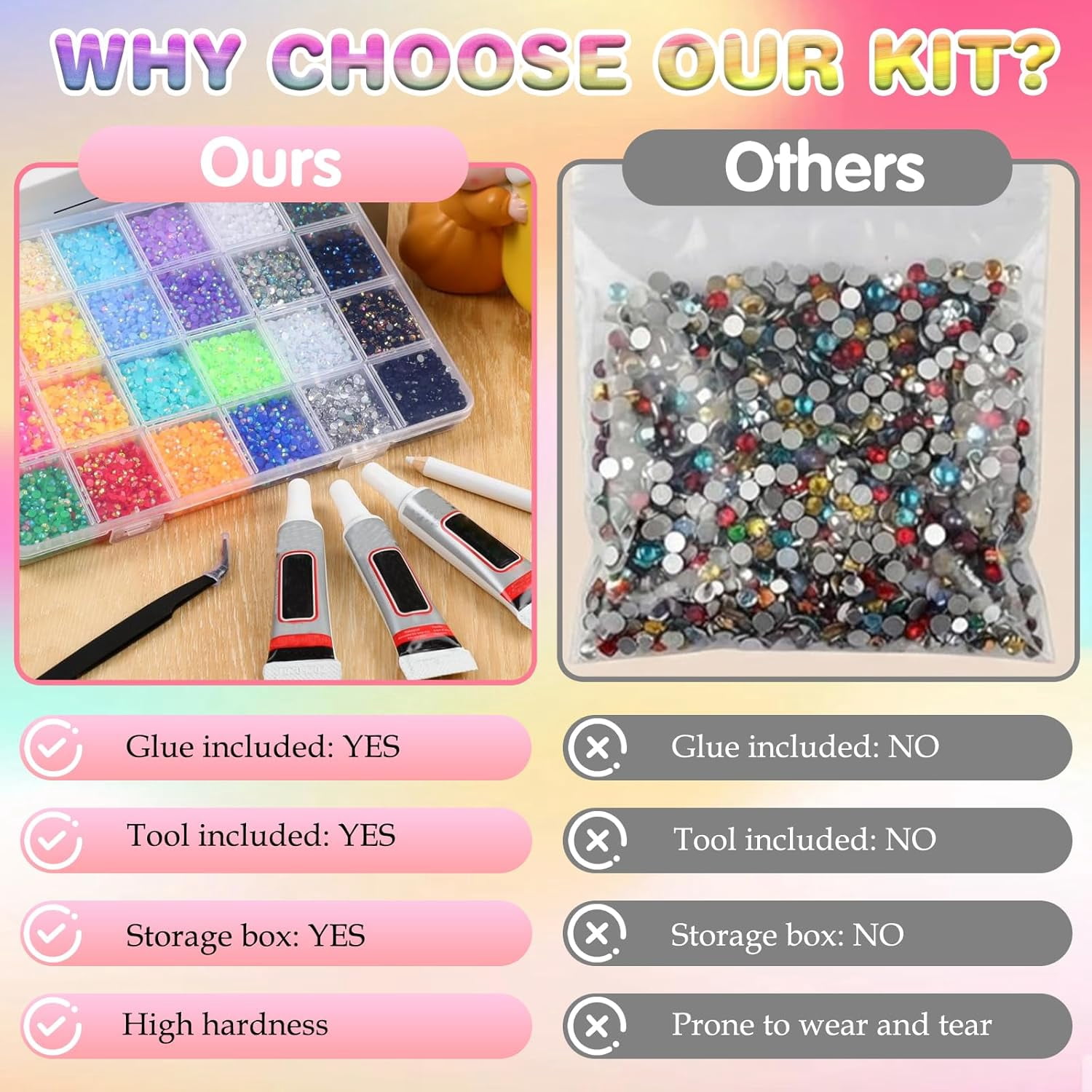 32000pcs Colorful DIY Resin Rhinestone Kit, Resin Jelly Rhinestones for Bedazzling, Multicolor Flatback Gems for Diamond Art 3Pcs Jewelry Glue for Bedazzled Nail Art