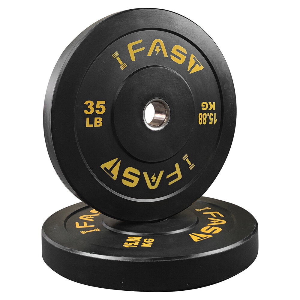 Exercise Equipment Olympic Bumper Weight Plates, Rubber Plate with 2-Inch Steel Insert Rubberized Weightlifting Barbell Plates 35LB, Pairs or Sets,Workout Equipment