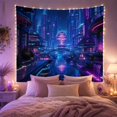 thumbnail image 2 of Futuristic Cityscape with a Glowing Pink Dome on Water, Dramatic Digital Art for Anime Fans, Sci-Fi Wall Art Decor, Housewarming Gift Tapestry Wall Hanging for Gaming Room and Bedroom, 2 of 7
