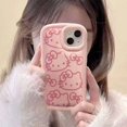 thumbnail image 5 of Sanrio Hello Kitty Ins Pink Girl Line KT funda de teléfono para iPhone 15 14 13 12 11 Pro Max XR XS MAX 7 8 PLUS Linda funda Kawaii Y2K, 5 of 5