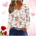 thumbnail image 1 of Xuyuer Valentine's day Women Long Sleeve Tops Dressy Casual V Neck Tshirts Basics Tee 2025 Fall Trendy Clothes S-2XL, 1 of 5