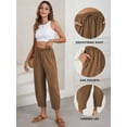 thumbnail image 4 of Eytino Women's Pants Casual Elastic High Waisted Baggy Pants Lightweight Drawstring Pants Ankle Length Trouser Slacks with Pockets Chestnut XL, 4 of 10