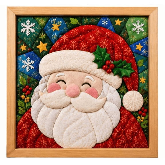 DIY Christmas Fabric Art Painting Kit, No-Sew Christmas Fabric Poke Mosaic Craft with Frame & Tools, Adult DIY Art Set, Holiday Wall Decor, Xmas Gift for Craft Lovers
