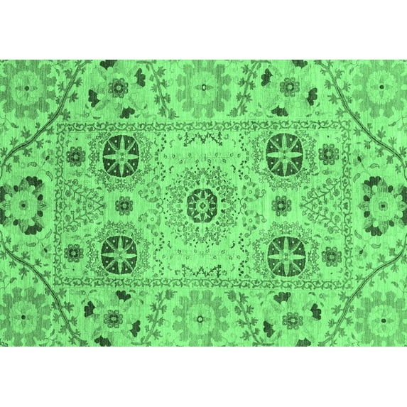 Ahgly Company Indoor Rectangle Abstract Emerald Green Modern Area Rugs, 7' x 10'