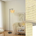 thumbnail image 6 of ArcoMead Arc Floor Lamp, Farmhouse Floor Lamp with Double Lampshade, Rattan Boho Tall Standing Lamp for Living Room Bedroom Offfice(Beige), 6 of 8
