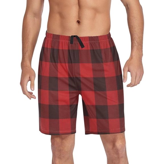 GZHJMY Buffalo Plaid Pajama Pants Short for Men, Lounge Pants Lightweight Men Pajama Bottoms with Drawstring Pockets, Christmas New Year Birthday Gifts, Medium