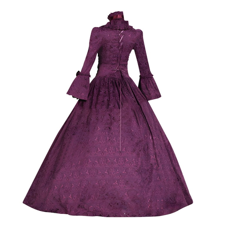 purple masquerade prom dresses Purple Victorian Prom Dress Off Shoulder Lace Renaissance Gothic Evening Dress