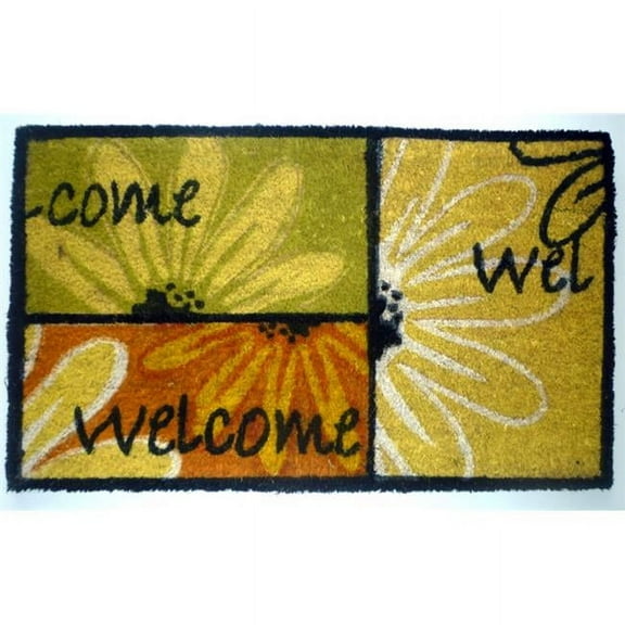 Geo Crafts G173 0.9" Rectangle Natural Coir/PVC Welcome Cblocks Doormat