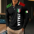 thumbnail image 2 of Rggeeun Men's Long Sleeve Polo Shirts Male Slim Fit With Print Design For Fall Winter Tops Golf Shirts For Men, 2 of 4