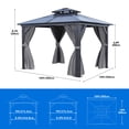 thumbnail image 4 of Dextrus 10x10FT Outdoor Double Roof Gazebo Polycarbonate Hardtop with Netting&Shaded Curtains,Sturdy Aluminum Frame Garden Tent,Ideal for Patio, Backyard,Deck and Lawns,Grey Curtain, 4 of 5