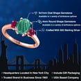 thumbnail image 2 of Gem Stone King 18K Rose Gold Plated Silver Green Malachite and Red Created Ruby Engagement Ring for Women | 3.00 Cttw | Oval 9X7MM | Gemstone Birthstone | Size 7, 2 of 6