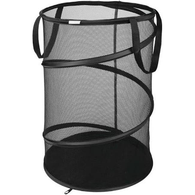 InterDesign Mesh Popup/Collapsible Laundry Hamper for Clothes, Black