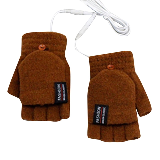 GDREDA Winter Gloves for Men and Women Extreme Cold Weather Windproof Thermal Insulated Running Cycling Convertible Fingerless Design 2PCS Coffee,One Size