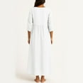 thumbnail image 4 of Cotton Linen Dresses for Women 2025 Fall Long Length Sleeve V Neck Maxi Dress Boho Vacation Beach Sundresses White L, 4 of 4