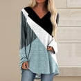 thumbnail image 3 of Long Sleeve Shirts for Women 2026 Spring Fall Casual Geometric Printed V Neck Oversized Shirt Tunic Blouse, 3 of 6